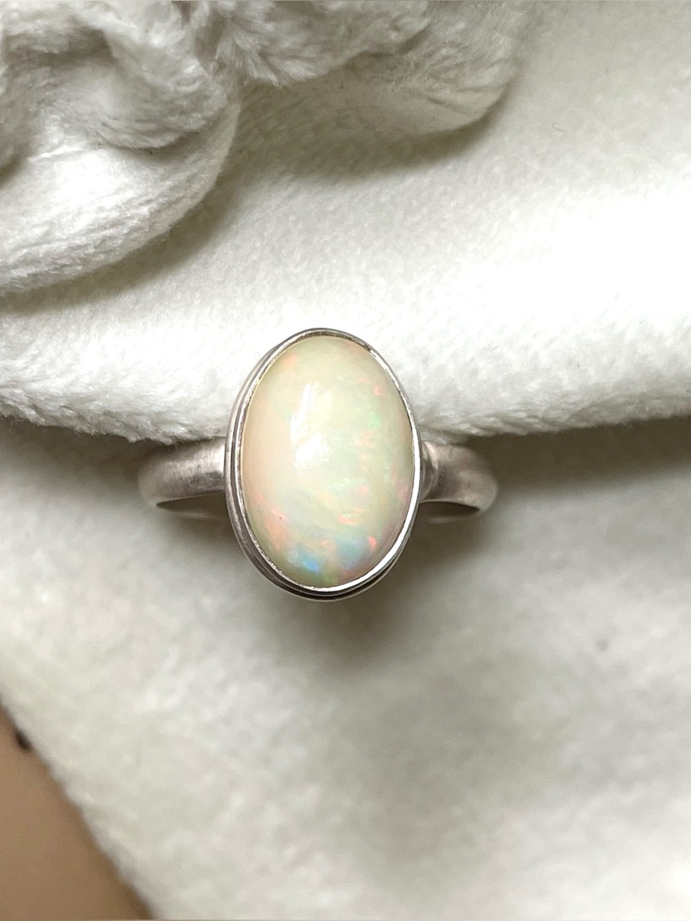 925 sterling silver natural Ethiopian opal ring US size 7